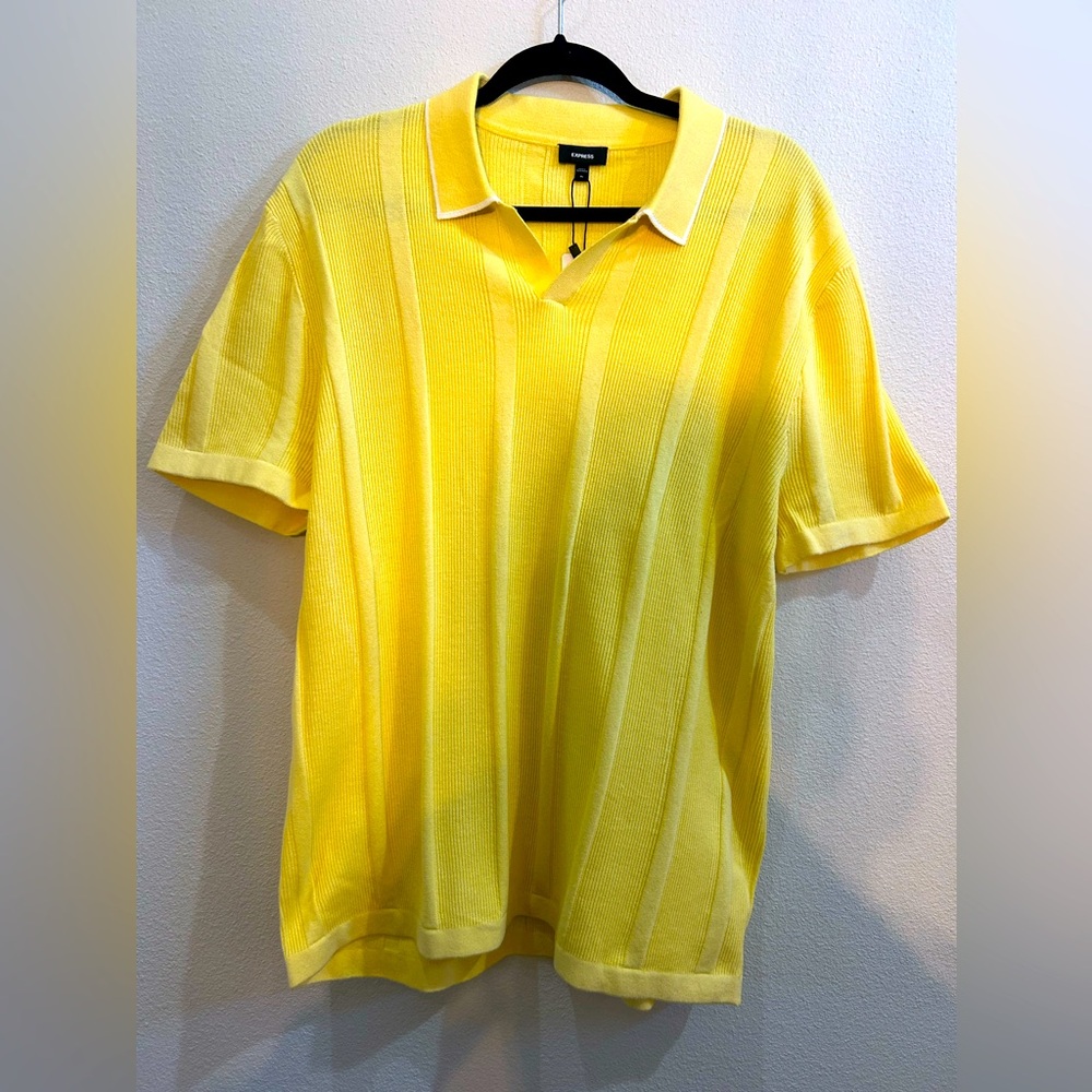 EXPRESS Men’s Yellow Sweater Polo Shirt NWT